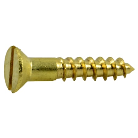 Midwest Fastener Wood Screw, #4, 5/8 in, Plain Brass Flat Head Slotted Drive, 48 PK 62055
